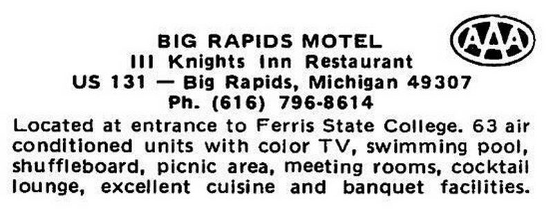 Big Rapids Motel - Vintage Postcard